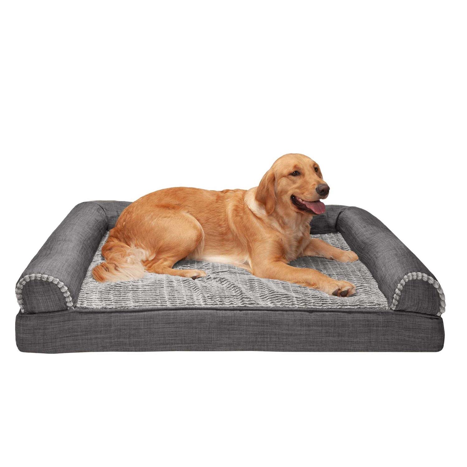 FurHaven Luxe Fur &amp; Performance Linen Sofa Bed - Pet Supplies online store