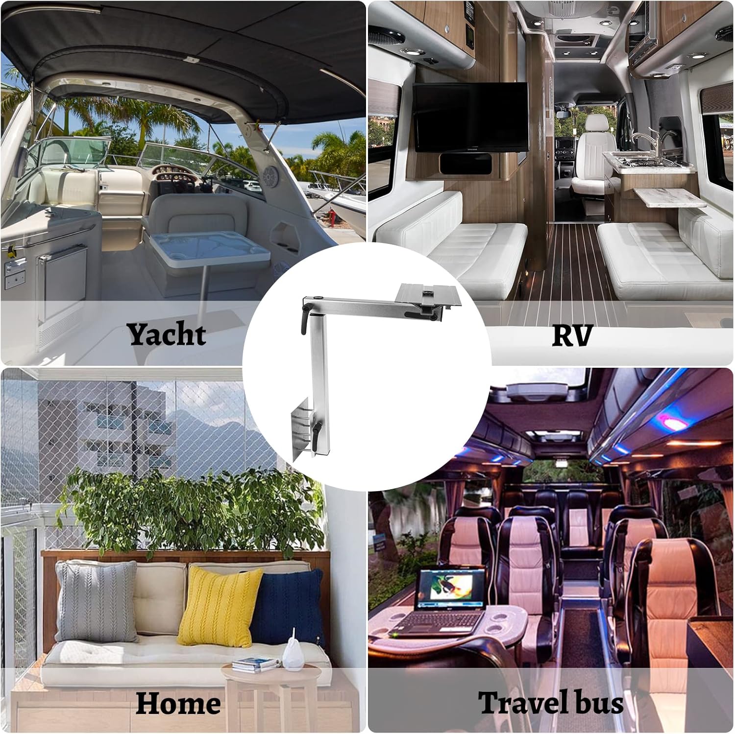 WWahuayuan RV Table Leg Base Mount Removable Table Leg RV Accessories 360° Rotation Desk Leg Aluminum Alloy Adjustable Table Leg Bracket for Caravan