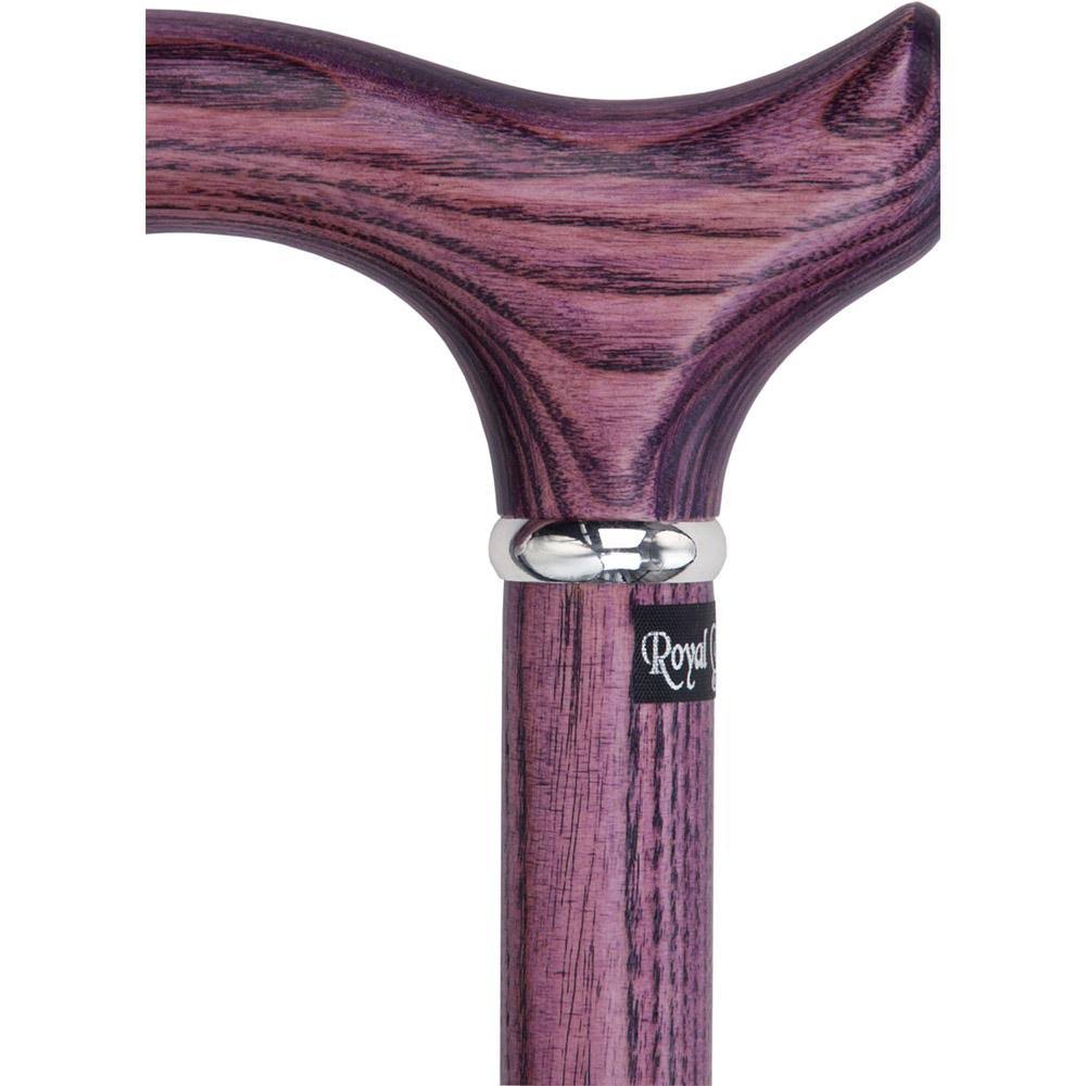 Royal Canes -Vivid Purple Derby Walking Cane with Ash Wood Shaft and Silver Collar
