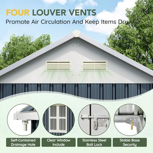 6x4FT Outdoor Steel Storage Shed with Clear Window, Lockable Doors, Weather-Resistant Metal Tool Shed for Garden, Backyard, Patio, and Utility Storage