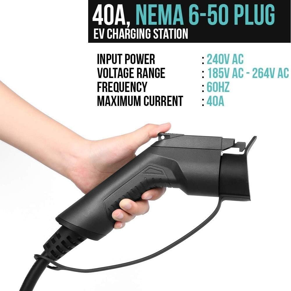 Lectron 240V 40 Amp Level 2 Electric Vehicle (EV) Charging Station with 20ft/6m J1772 Cable & NEMA 6-50 Plug