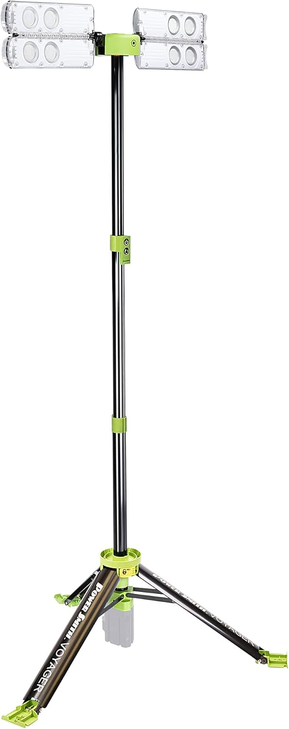 PowerSmith Voyager PVLR8000A-C 8000 Lumen Collapsible Cordless Tripod LED Work Light. Bare Light Only. 3-Way Power. AC or DC Adaptor or Battery