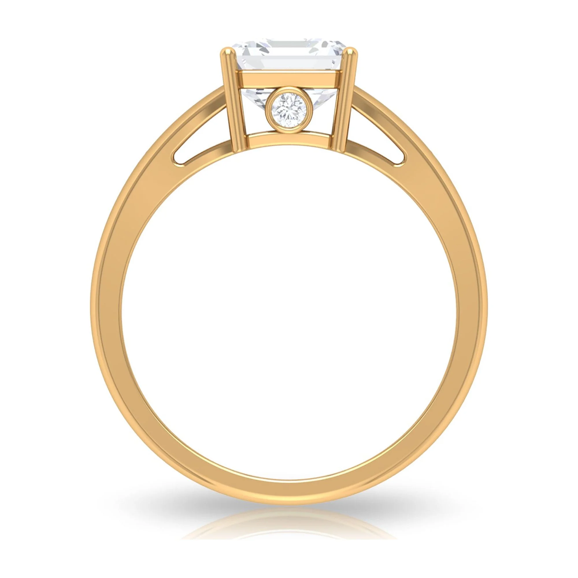 2.25 CT Moissanite Solitaire Ring for Women, 7 MM Asscher Cut Moissanite Engagement Ring, Certified Moissanite Gold Ring with Split Shank