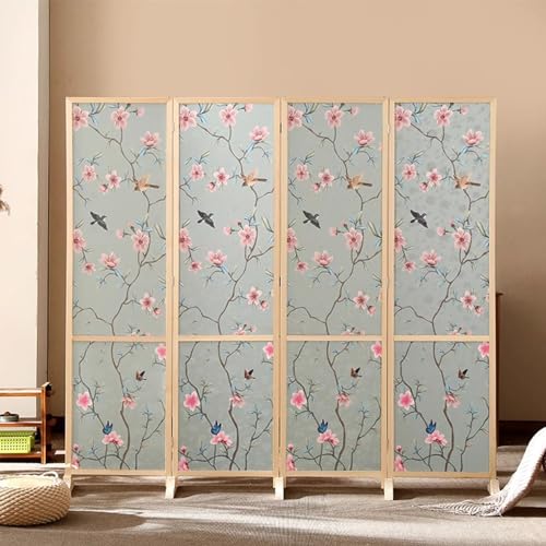 Portable Room Separators Divider Wall, 4 Panel Privacy Partition Rustic Folding Screen for Studio Apartment