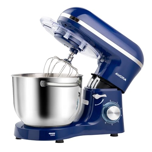 Aucma Stand Mixer,6.5-QT 660W 6-Speed Tilt-Head Food Mixer, Kitchen Electric Mixer with Dough Hook, Wire Whip & Beater (6.5QT, Black)