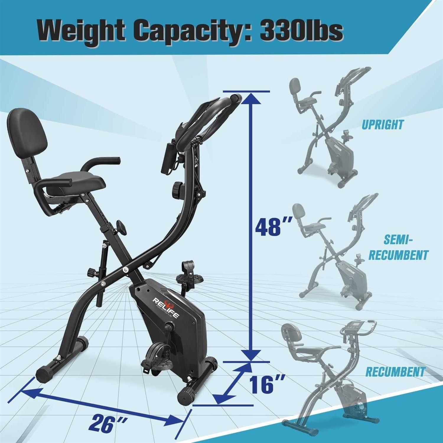 3in1 Foldable Exercise Bike Indoor Cycling Bicycles Stationary for Home Fitness Cardio Workout Relife Rebuild Your Life - Sports Supplies Online Store