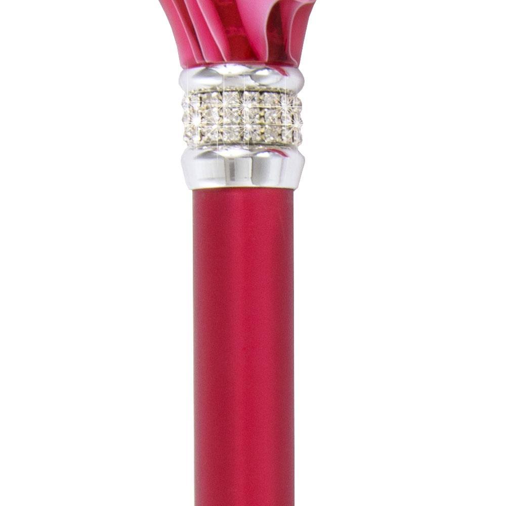 Royal Canes -Magenta Pearlz with Rhinestone Collar and Designer Adjustable Cane