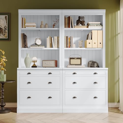 Modern 83.4" Tall 2 Bookshelf & 1 Writting Desk Suite,Bookcase Suite with LED Lighting, Drawers,Study Desk and Open Shelves