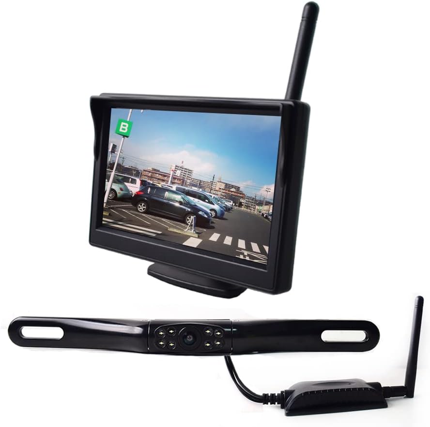 Wireless Backup Camera Monitor 5" TFT LCD Monitor License Plate Backup Camera 180&deg
