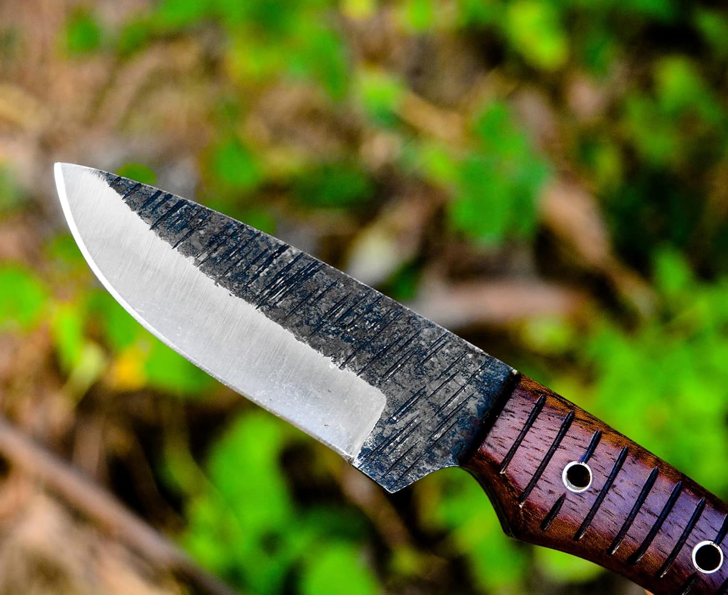 BC-1101 Custom Handmade Hi Carbon Steel Skinner Knife - Beautiful Rose Wood Handle