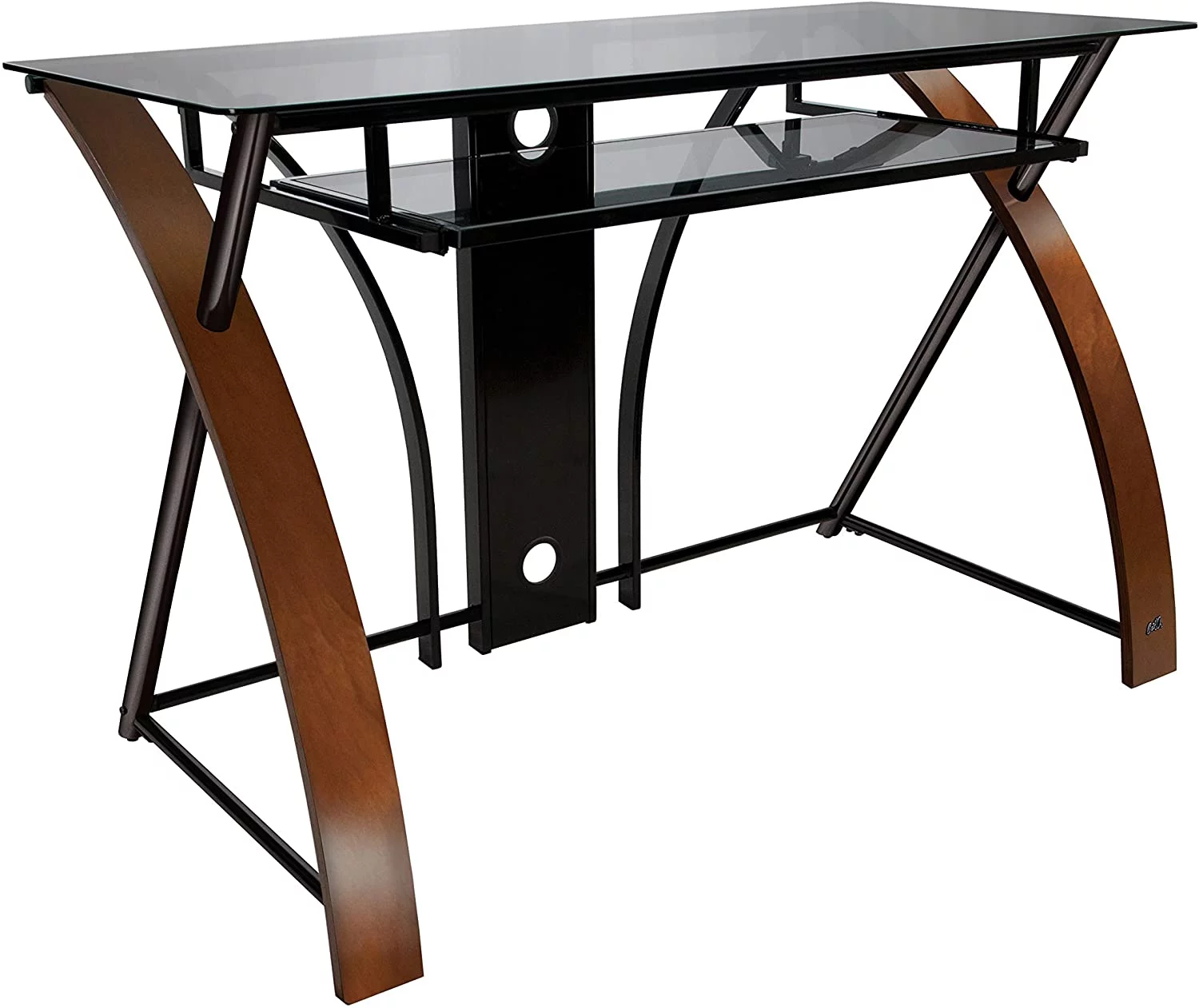 Bell'O Curved Wood Computer Desk with Keyboard Tray - CD8841