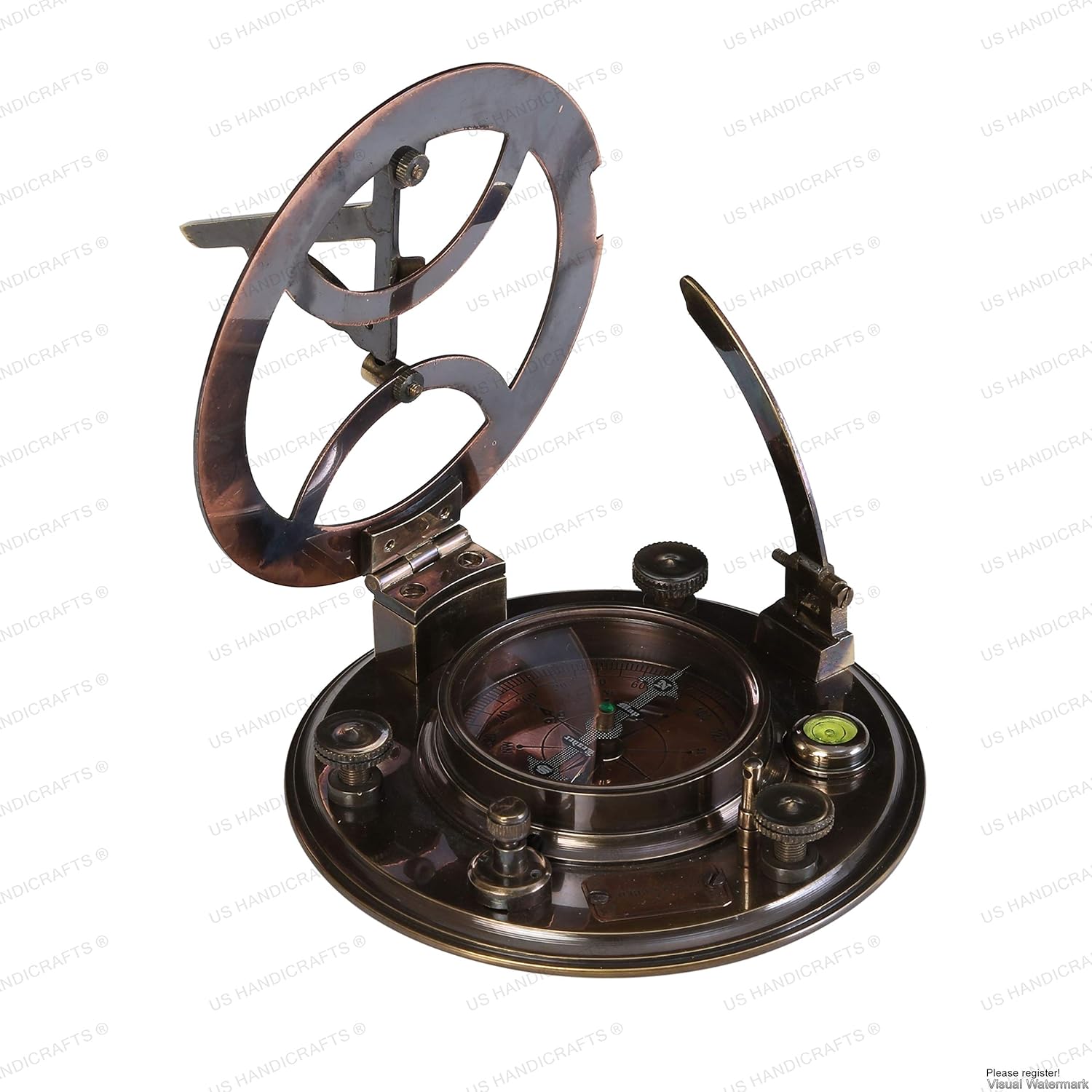 US HANDICRAFTS Ideas Crafted Sundial Compass for Men Xmas 5 Inch Perfectly Calibrated Large Sundial Compass Black Wooden Case Top Grade Engraved