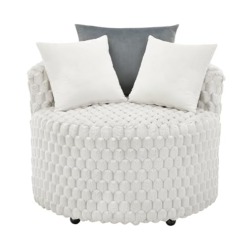 360 Swivel Accent Barrel Chair with Storage Ottoman & Headrest