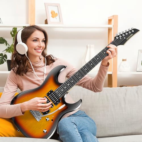 AODSK Electric Guitar with Amp Beginner Kit 39 Inch Solid Body Full Size,All Accessories,Digital Tuner,Six Strings,Four Picks,Tremolo Bar,Strap