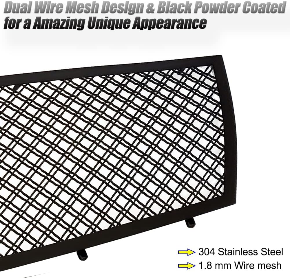 Compatible with 2008-2013 Cadillac CTS Stainless Steel Mesh Grille Grill Insert Combo (Not For CTS-V or model with Adaptive Cruise Control) (chrome