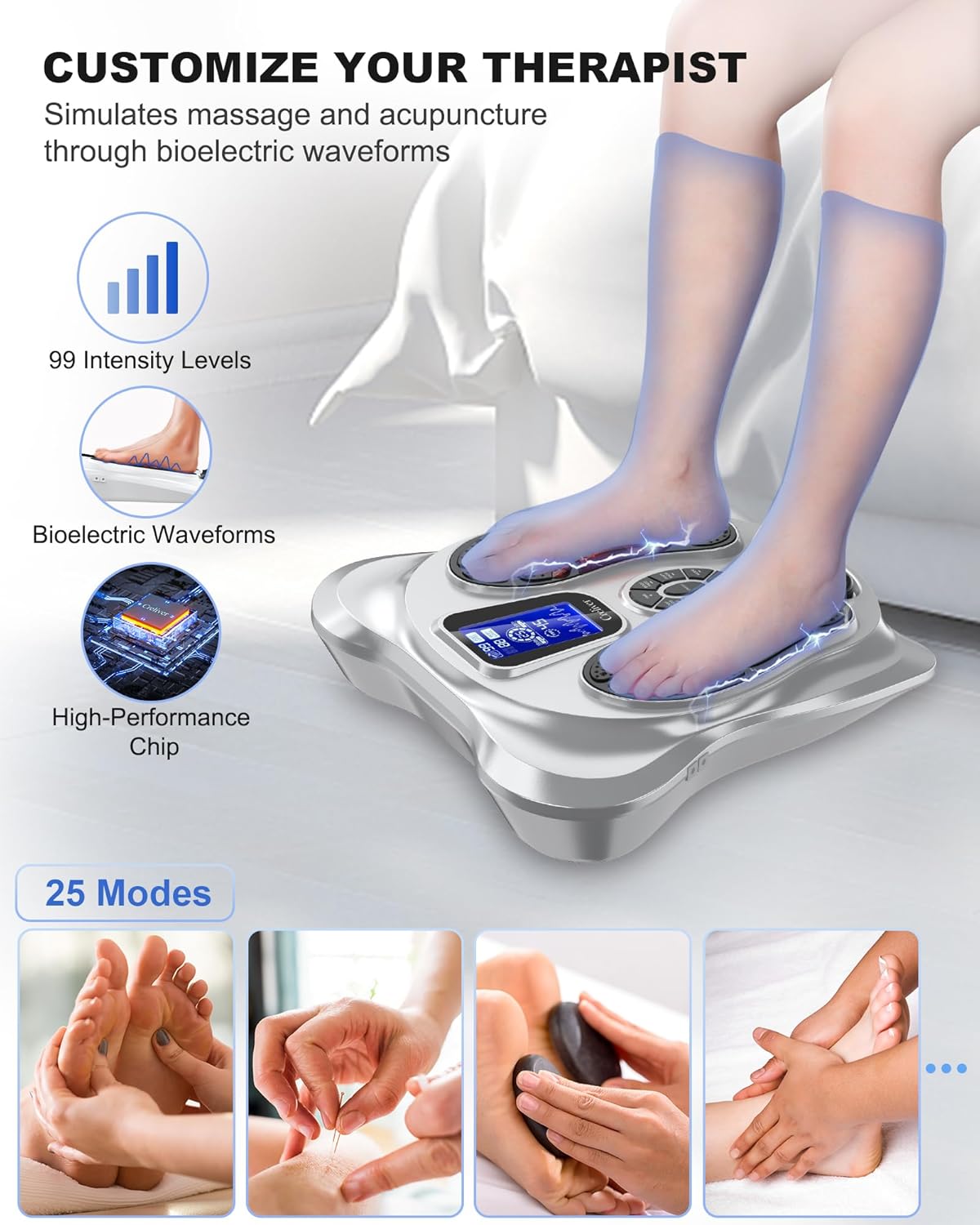 Creliver Foot Stimulator (FSA HSA Approved) with EMS TENS for Pain Relief and Circulation, EMS Foot Massager for Neuropathy