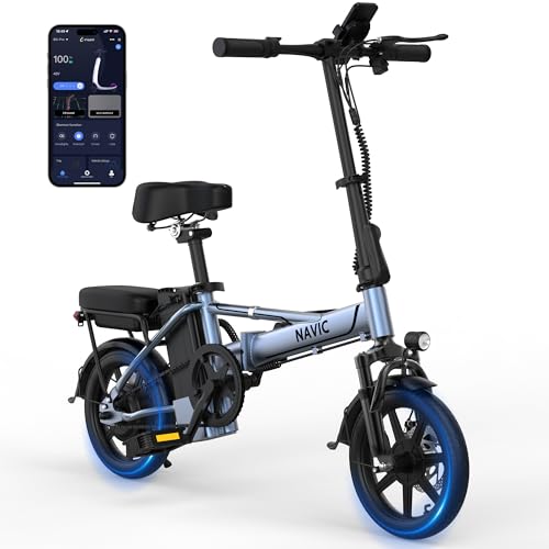 NAVIC Electric Bike for Adults, 14'' Adults Electric Bicycles, Peak 750W Folding Ebike with 499.2/749Wh Removable Battery, Max Speed 22mph