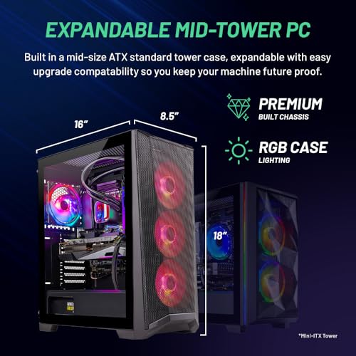 Skytech King 95 Gaming PC Desktop, Ryzen 7 9700X 3.8 GHz (5.5GHz Turbo Boost), NVIDIA RTX 5070 12GB GDDR7, 1TB Gen4 SSD, 32GB DDR5 RAM 6000 RGB