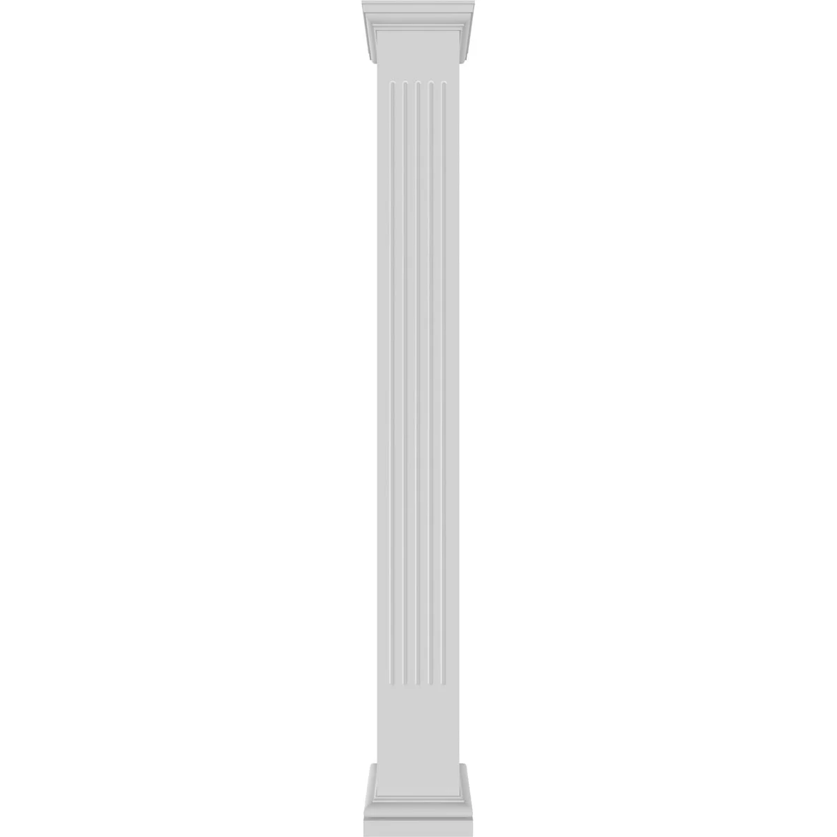 Ekena Millwork 8"W x 8'H Premium Square Non-Tapered Fluted PVC Endura-Craft Column Wrap Kit, Tuscan Capital & Base