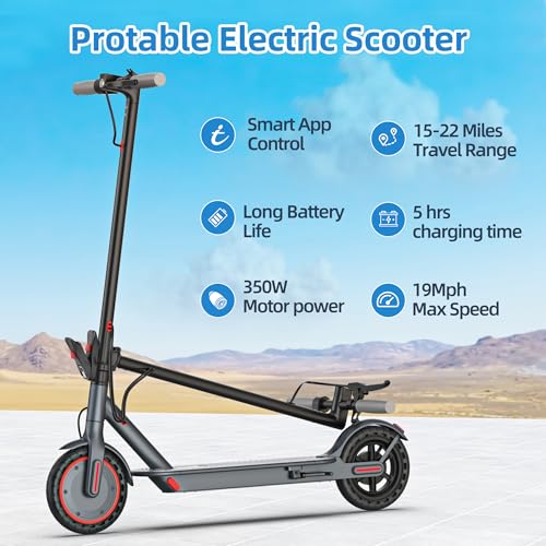 Electric Scooter Adults, Powerful 350W E-Scooter, Max 19 Mph & 15-19 Miles Range Scooters, Folding Scooters with 8.5" Solid Tires