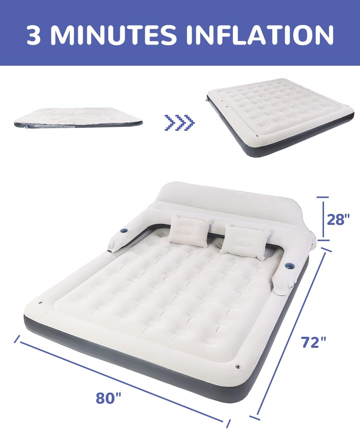 Twin Air Mattress for Tents Camping - 9" Raised Portable Single Inflatable Couch with Soft Backrest Patch Kit
