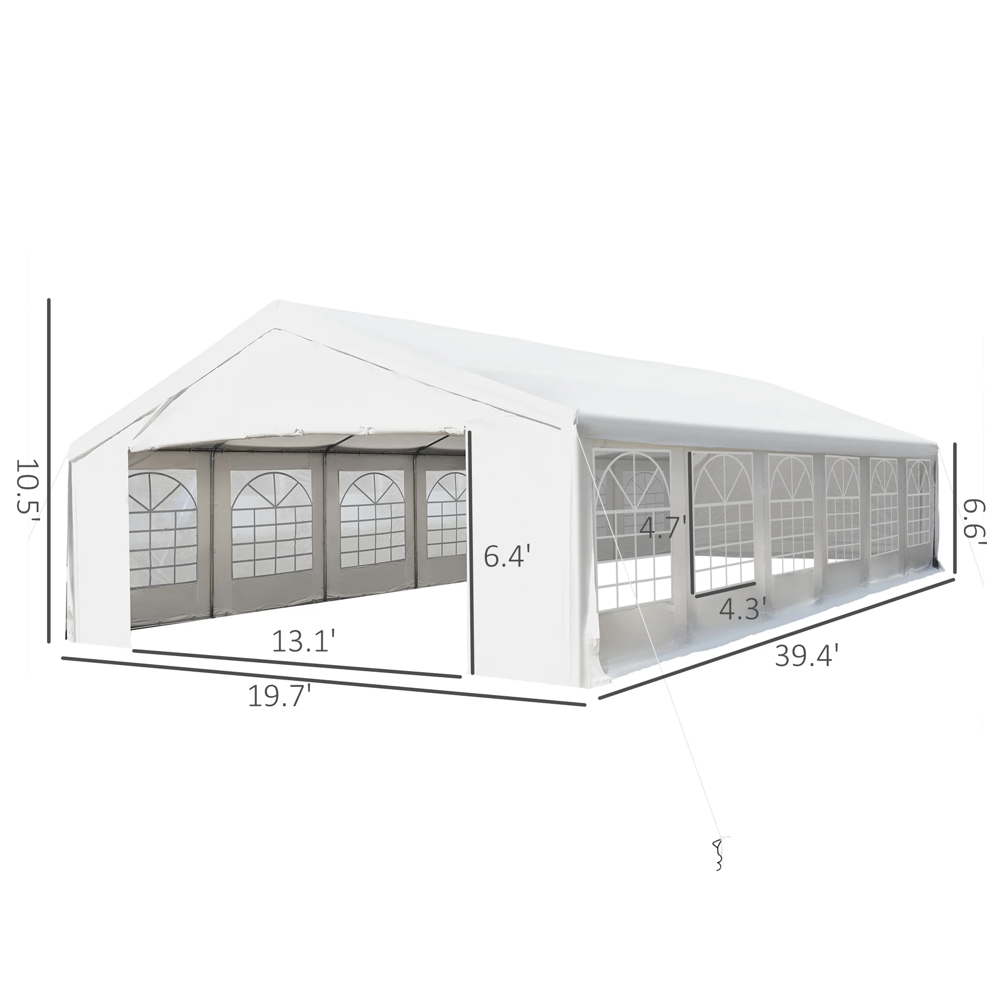 Outsunny 40'x20' Heavy Duty Party Wedding Tent Canopy Event Gazebo White