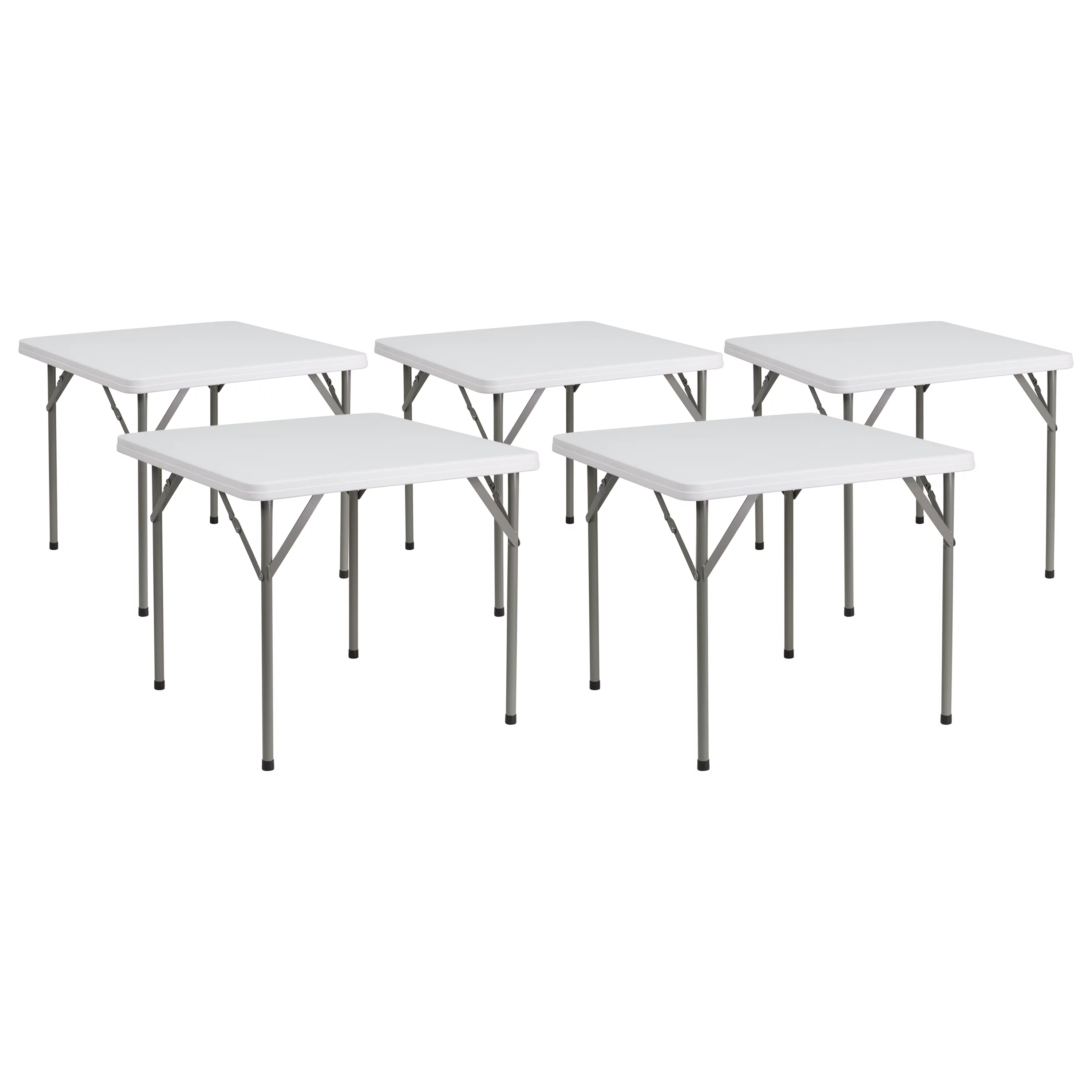 Flash Furniture Elon 2.85-Foot Square Granite White Plastic Folding Table - Set of 5