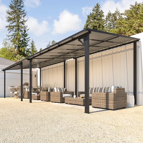 AECOJOY 10&rsquo; x 10&rsquo; Gazebo, Wall Mounted Gazebos Pergola on Clearance, Outdoor Patio Lean to Gazebo Awnings for Deck, Porch