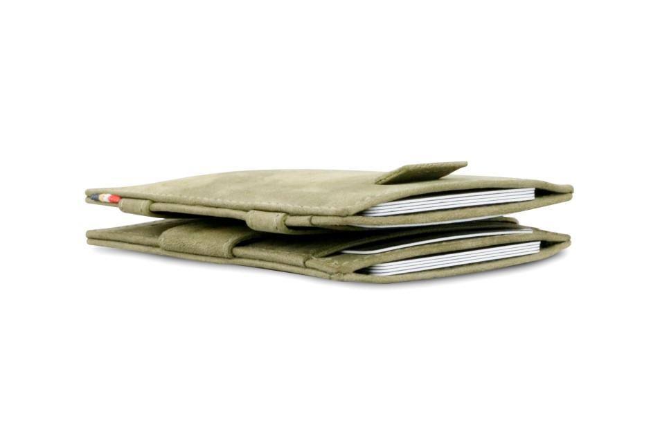 Garzini Magic Wallet Cavare RFID Leather with Pull-Tab - Olive Green