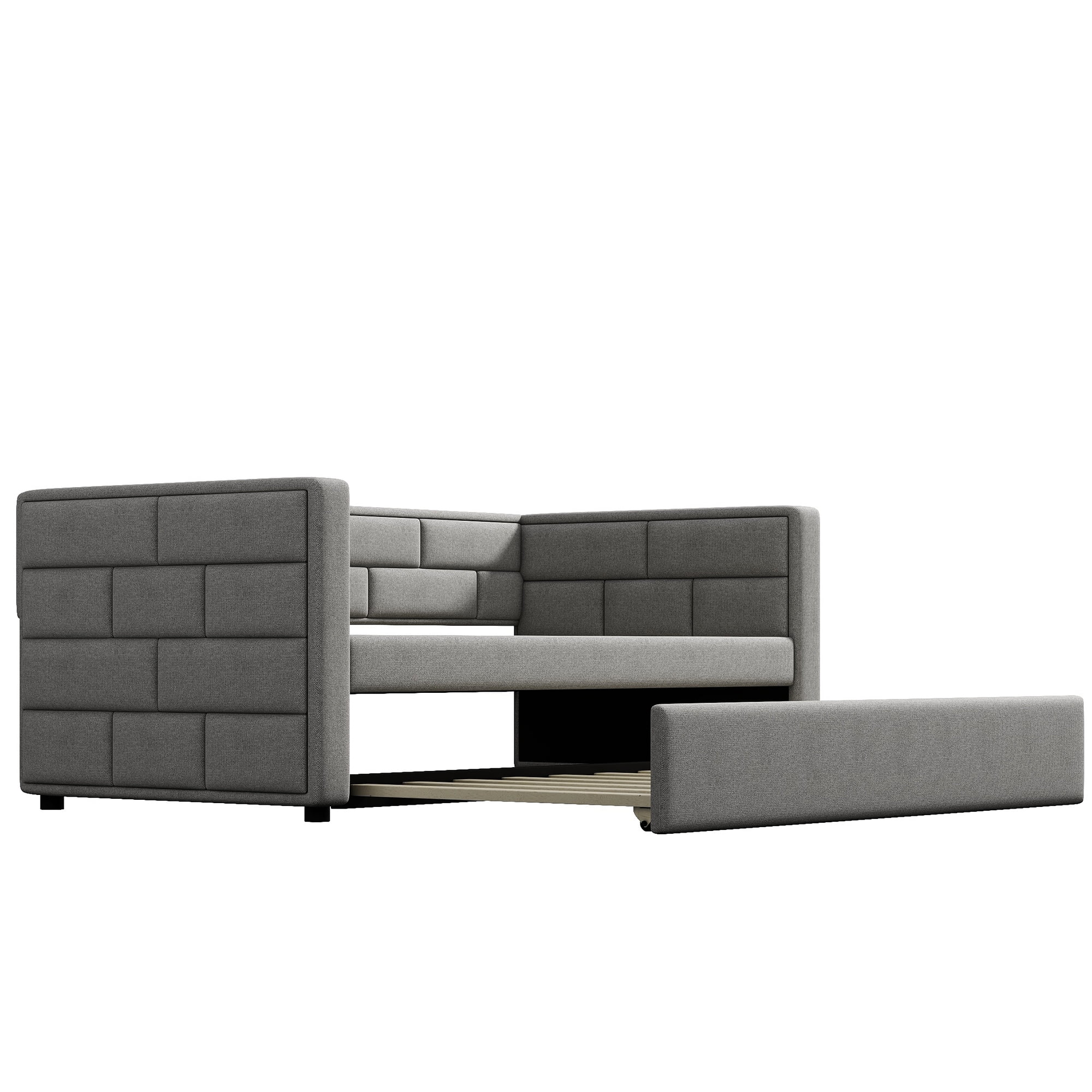Euroco Modern Wood with Trundle Daybed, Twin, Gray