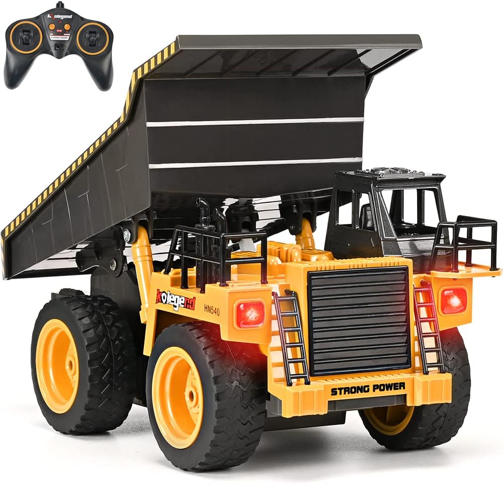 kolegend 3 in 1 Remote Control Excavator with Grab Drill Metal Shovel, 15 Channel Full Functional Construction Tractor