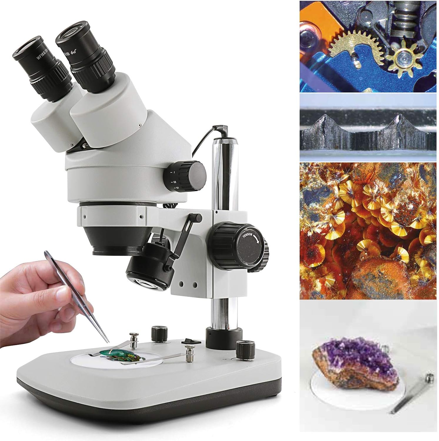 SWIFT Digital Professional Trinocular Stereo Zoom Microscope,WF10X Eyepieces,3.5X-90X Magnification,0.7X-4.5X Zoom Objective,56-Bulb LED Ring Light