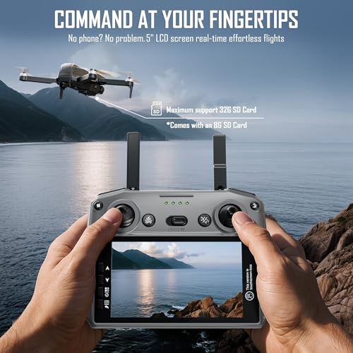 GPS Drone with 4K Camera for Adults, FPV RC Quadcopter, 90-min Flight Time, Auto Return, Follow Me, Circle Fly, 5-inch LCD Tablet Screen
