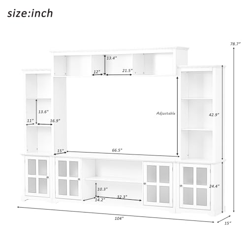 Modern TV Stand for Televisions up to 75 Inchs Minimalism Entertainment Wall Unit with Bridge Multifunctional Media TV Console Table with Large