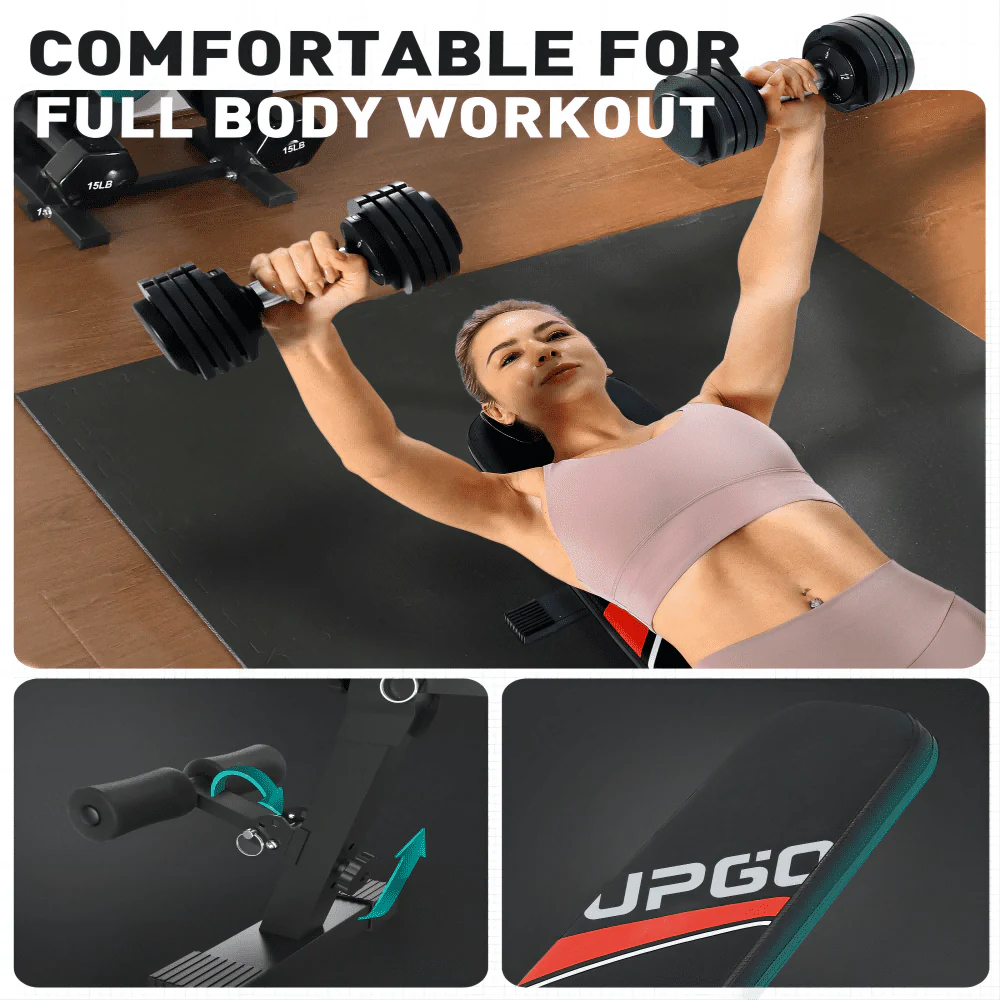 UPGO Adjustable Weight Bench with 660lbs Weight Capacity Foldable Workout Bench for Adult Up to 5.9' Gym Bench for Home