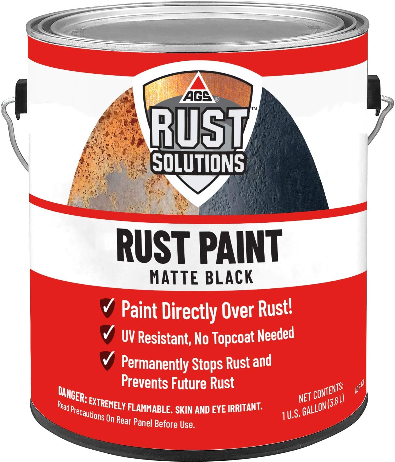 AGS RUST SOLUTIONS Apply Over Rust Paint for Stopping Rust and Preventing from Spreading, UV Resistant, All in One Application, Permanently Stop Rust