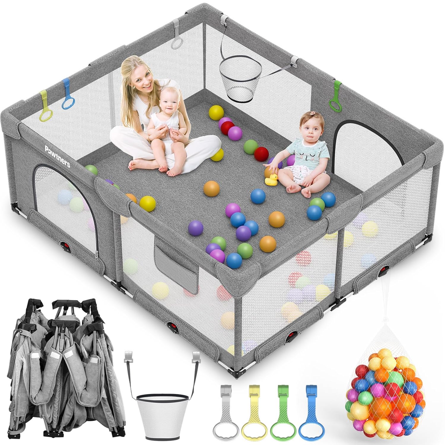 Foldable Playpen for Babies and Toddlers: 71"L x 59"W x 27"H, Large Kids Playpen, Portable Baby Play Yard for Indoor and Outdoor Play Area