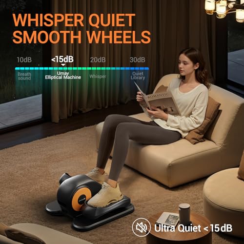 Under Desk Elliptical Machine, Ellipse Leg Exerciser for Seniors, Quiet & Portable Electric Seated Eclipse Exercise Training Machine with Remote