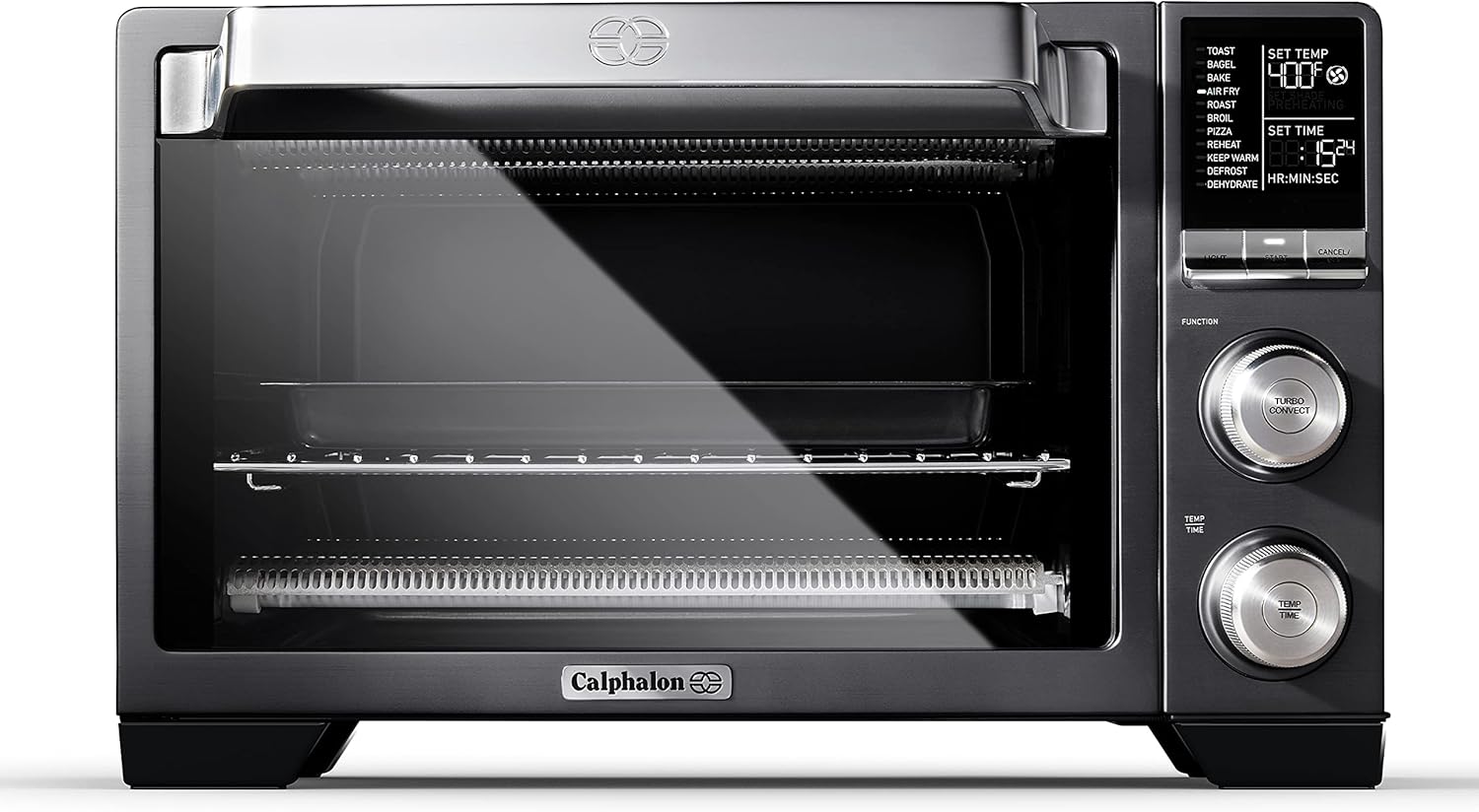 Calphalon Quartz Heat Countertop Toaster Oven, Stainless Steel, Extra-Large Capacity, Black, Dark Gray