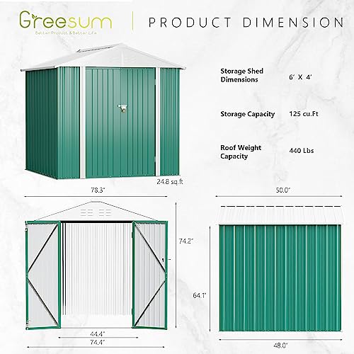 Greesum 5×3 FT Outdoor Storage Shed, Metal Storaged Sheds Without Floor, Tool Sheds with Lockable Doors and Sloping Roof for Garden, Patio, Backyard