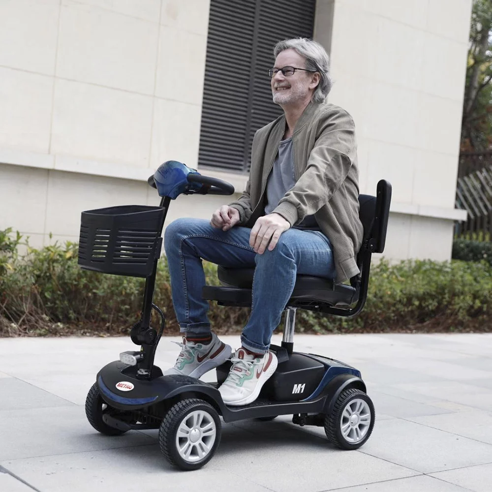 Outdoor Motorized Electric Carts for Senior, Heavy Duty Electric Scooters with 4 Wheel, Sliding Swivel Seat with Flip-Up Armrests for Adults