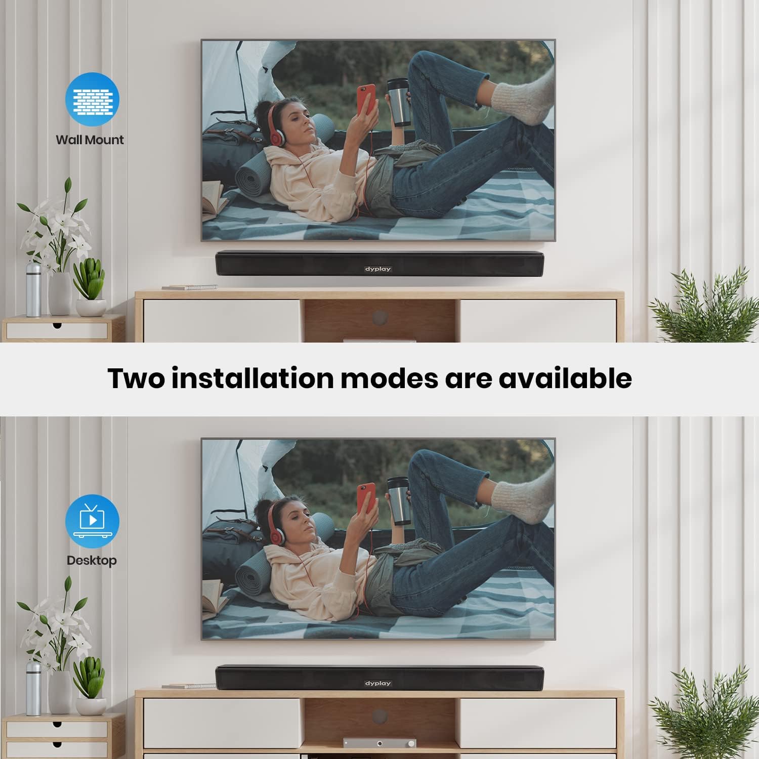 Sound Bar, 30-Inch 50-120W(Peak) Sound Bars for TV, 2.0 Channel Soundbar, 3 EQ Modes, Bluetooth 5.0, Optical/HDMI/AUX/USB/Optical Connection