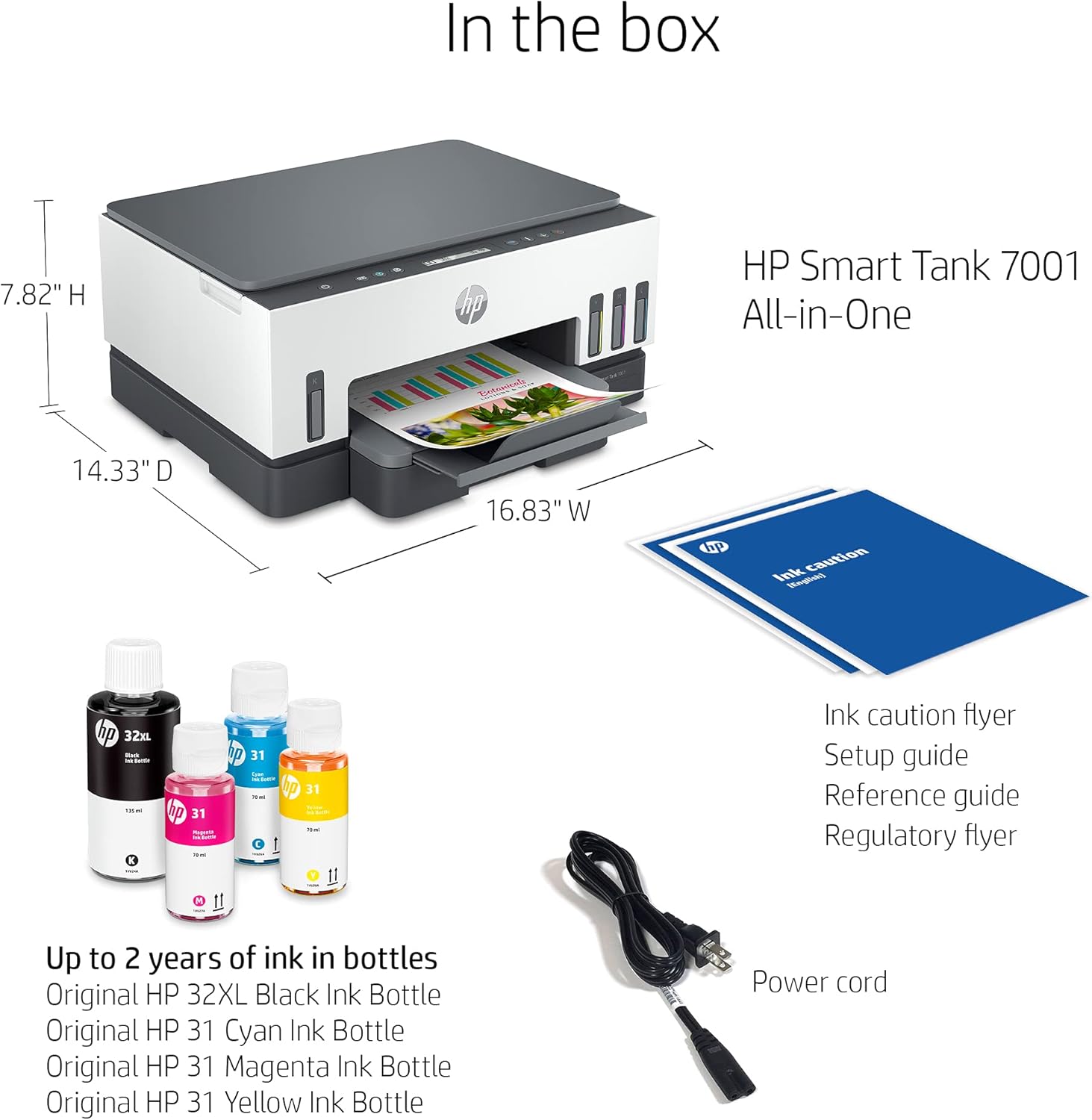 HP Smart -Tank 7001 Wireless All-in-One -Cartridge-free Ink -Tank Printer, up to 2 years of ink included, mobile print, scan, copy (28B49A)