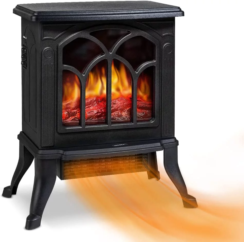 Infrared Quartz Electric Fireplace Stove Heater, Black