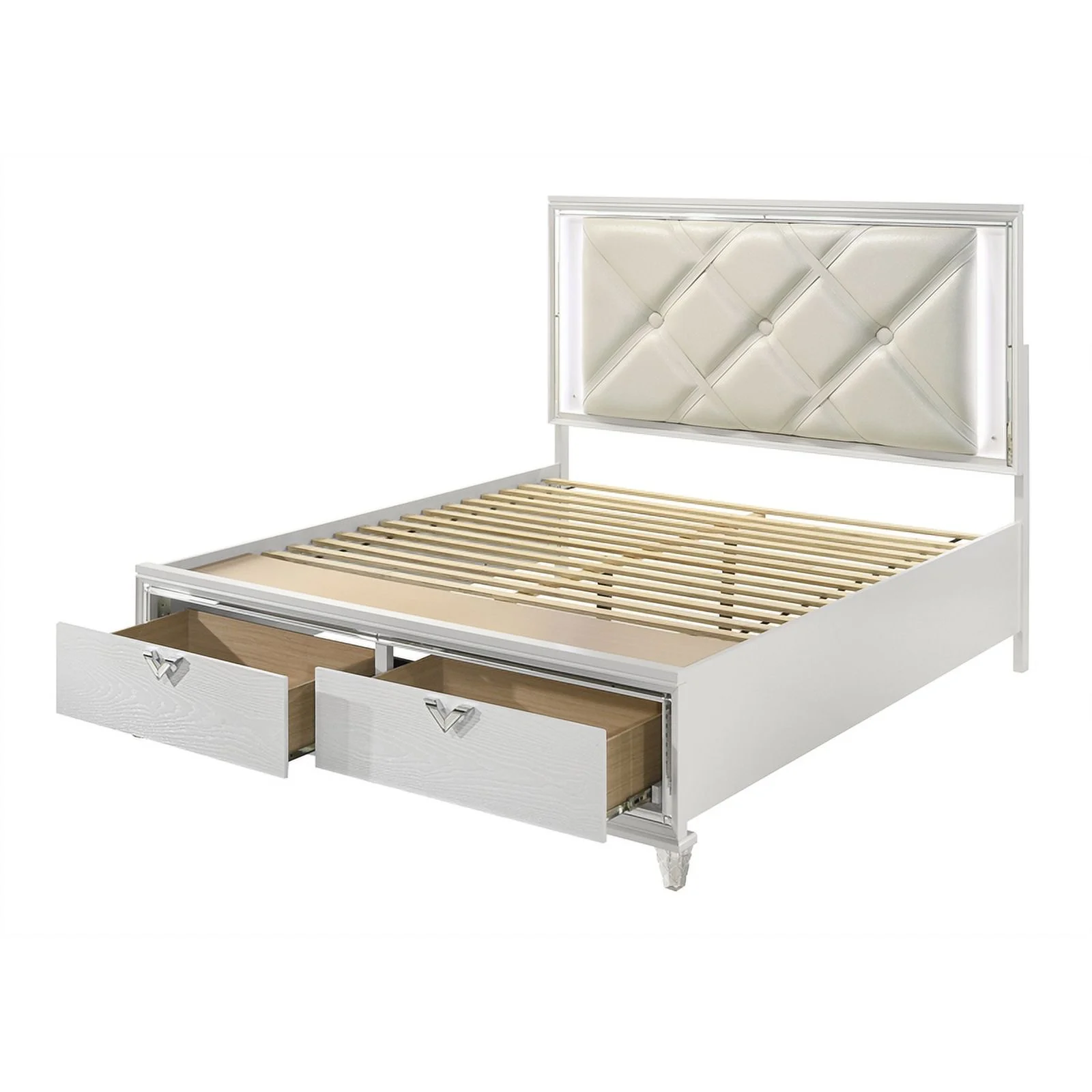Pemberly Row Prism 5 PC King Modern Bedroom Set made with Wood in White color