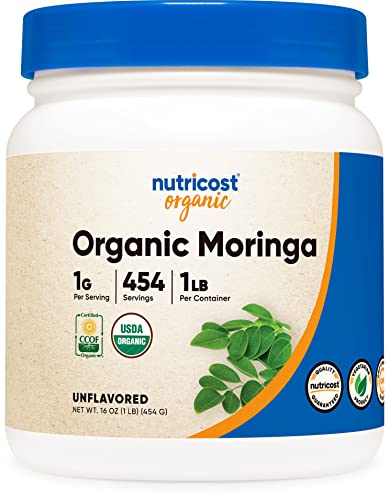 Nutricost Organic Moringa Powder 1LB (16oz) - Gluten Free, Non-GMO, Vegetarian Friendly - Kansas Nuitrition - HNZSDS
