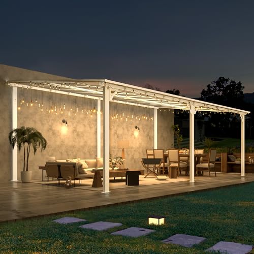 AECOJOY 10&rsquo; x 10&rsquo; Gazebo, Wall Mounted Gazebos Pergola on Clearance, Outdoor Patio Lean to Gazebo Awnings for Deck, Porch