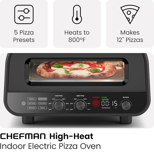 CHEFMAN Indoor Pizza Oven - Makes 12 Inch Pizzas in Minutes, Heats up to 800°F - Countertop Electric Pizza Maker with 5 Touchscreen Presets
