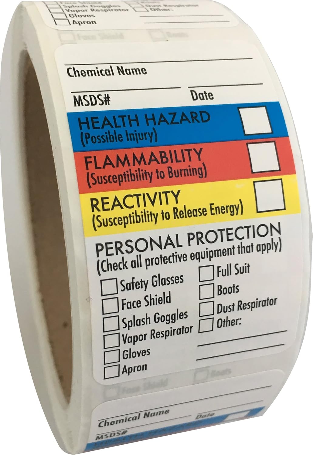 SDS Stickers/MSDS Stickers, 1.5”x2.5”, Roll of 250, Right to Know - Chemical Identifying and Marking, Self Adhesive Pack of 2