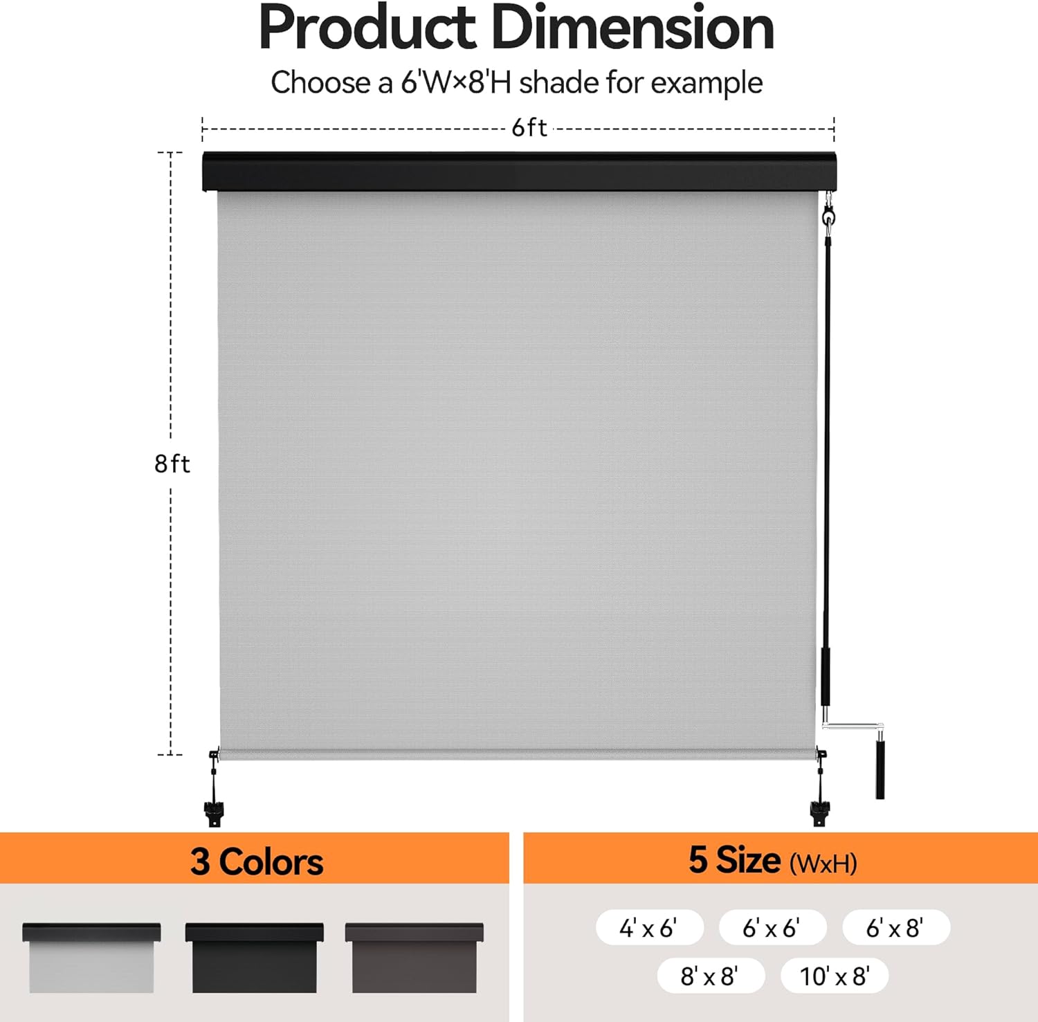 Outdoor Roller Shades for Patio with Valance, New Material Outdoor Blinds with 95% UV Blockout